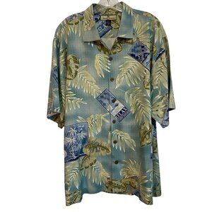 Tommy Bahama Men's Size Large Silk Shirt Tropical Floral Relax Beach Beauty Girl